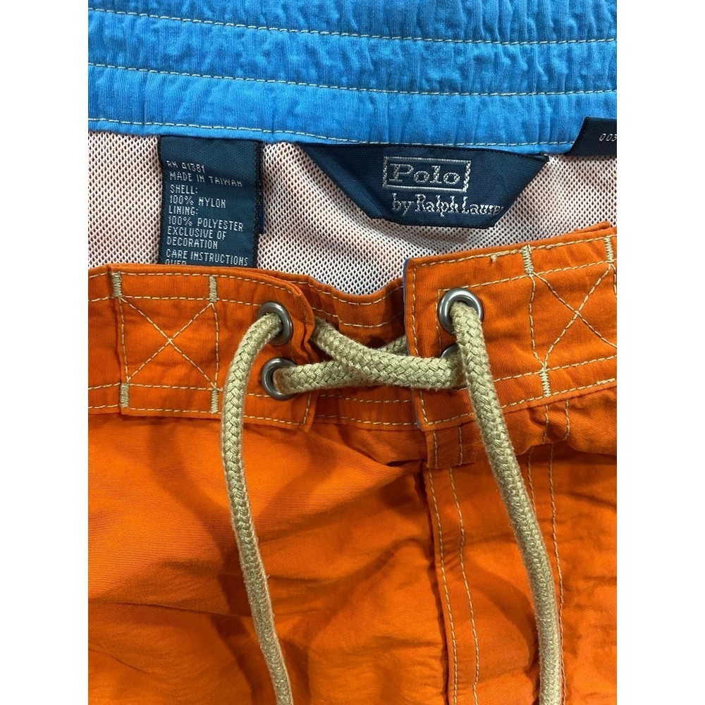 Polo Ralph Lauren Swim Trunks Mens Large Orange Lined Bathing Swimming Suit - Picture 6 of 10